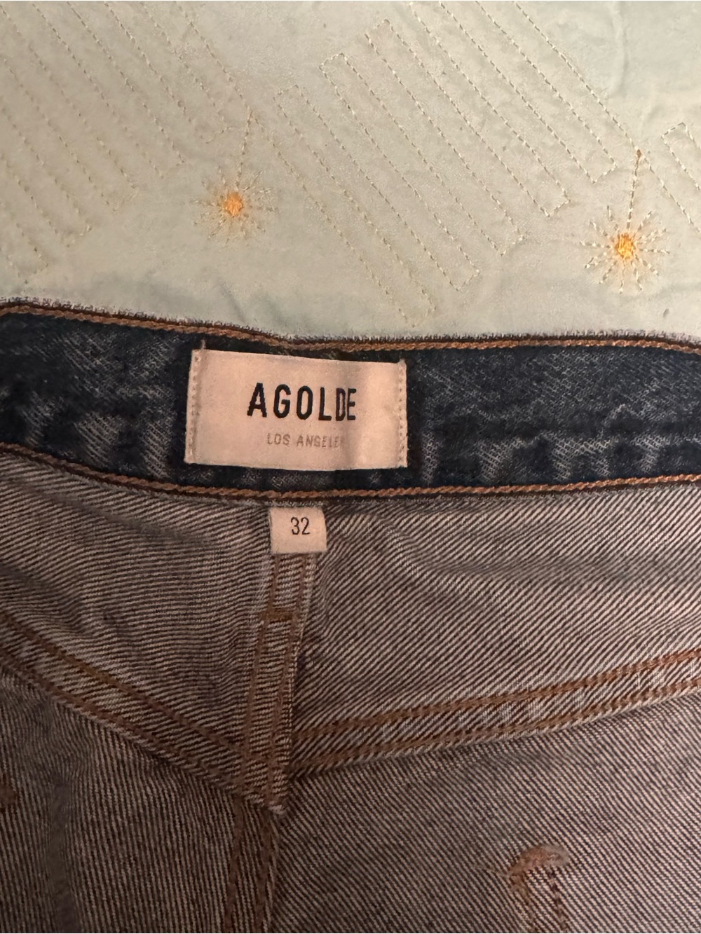 Agolde High-Rise Dark Blue Vintage Wash Barrel Jeans